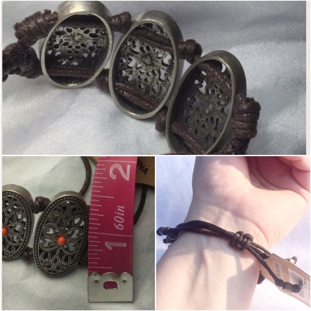 Pewter/Coral Adjustable Bracelet - Picture 4 of 5